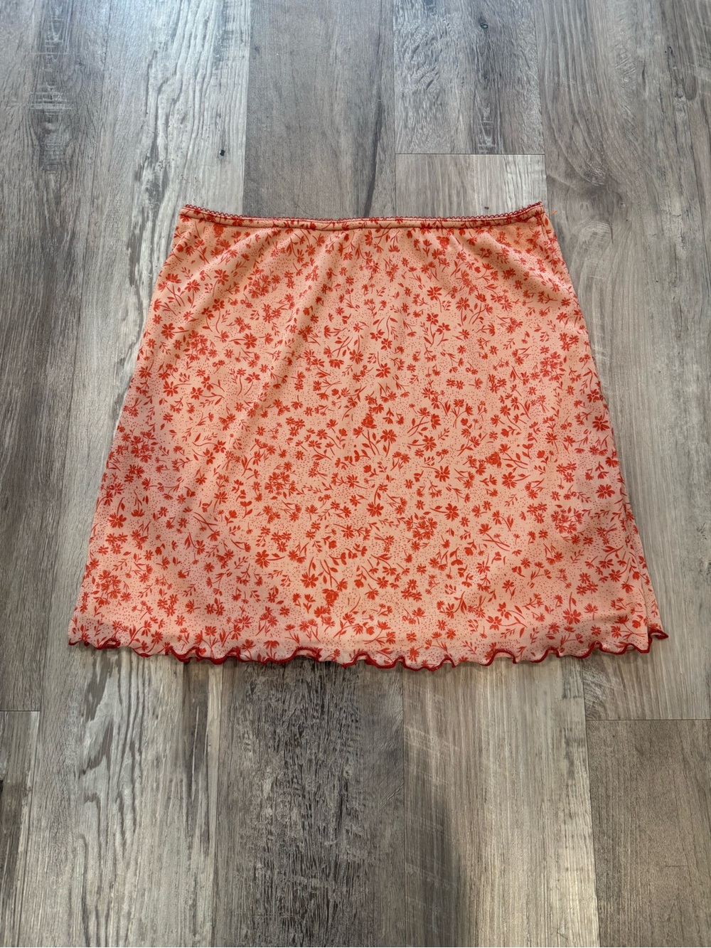 Urban Outfitters Peach Mini Skirt with Coral Floral Print
